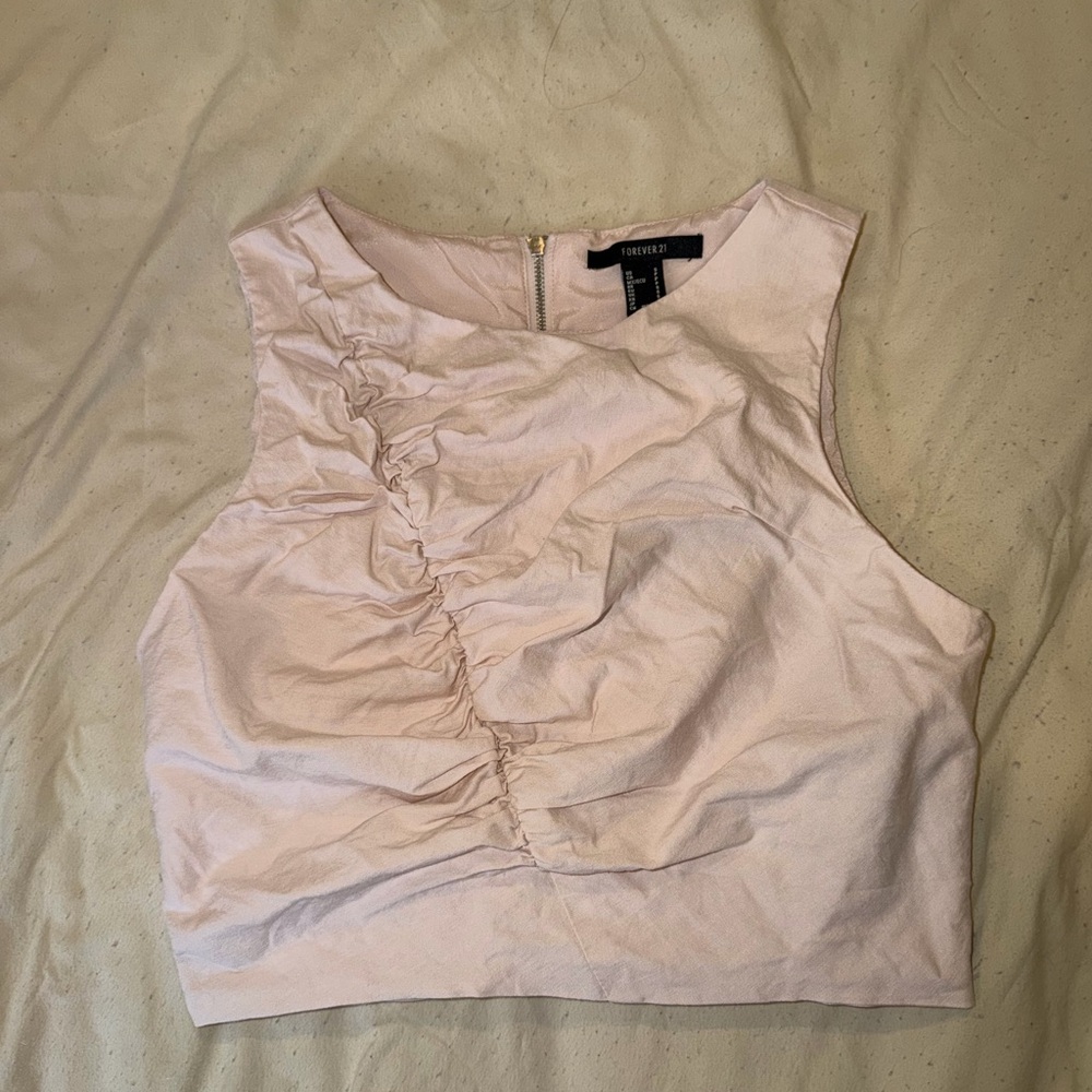 Forever 21 Light Pink Ruched Crop Top